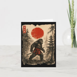 Tarjeta Samurai Bigfoot Vintage japonés Sasquatch Ukiyo-e