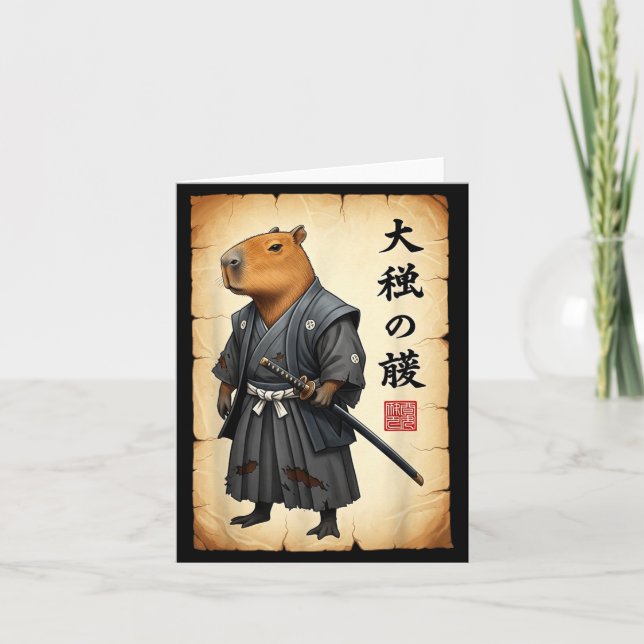 Tarjeta Samurai Capybara Japanese Art Vintage Graphic Funn (Anverso)