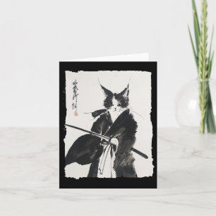 Tarjeta Samurai Cat Tee Vintage Ukiyo-e Warrior Art Graphi
