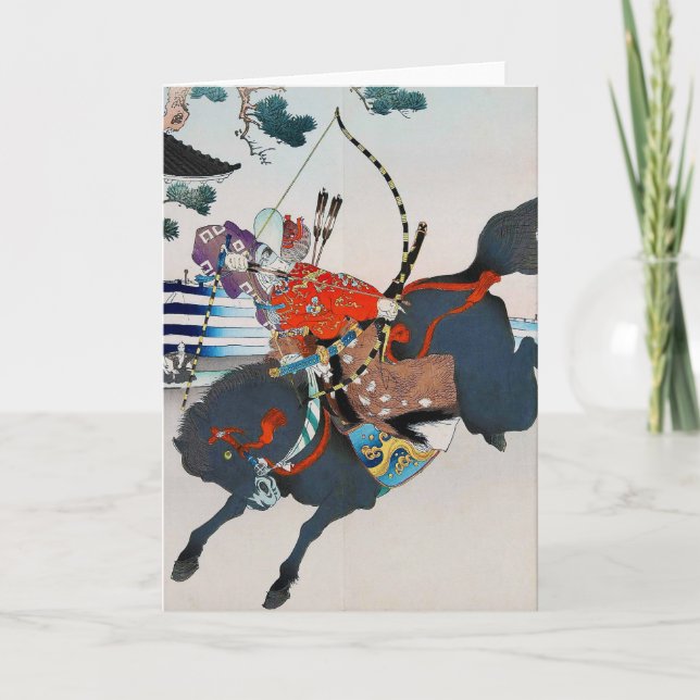 Tarjeta Samurai dispara a una oveja, Ukiyo-e (Anverso)