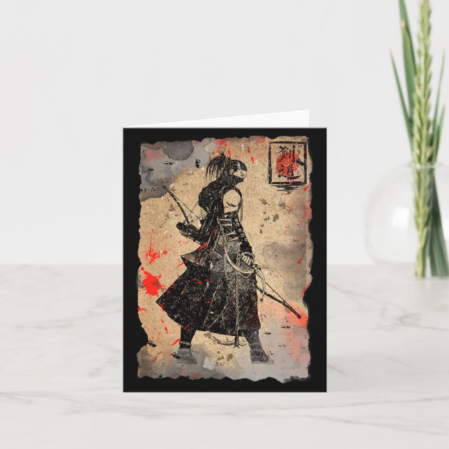 Tarjeta Samurai Japanese Retro Art Print Bushido Premium T (Anverso)