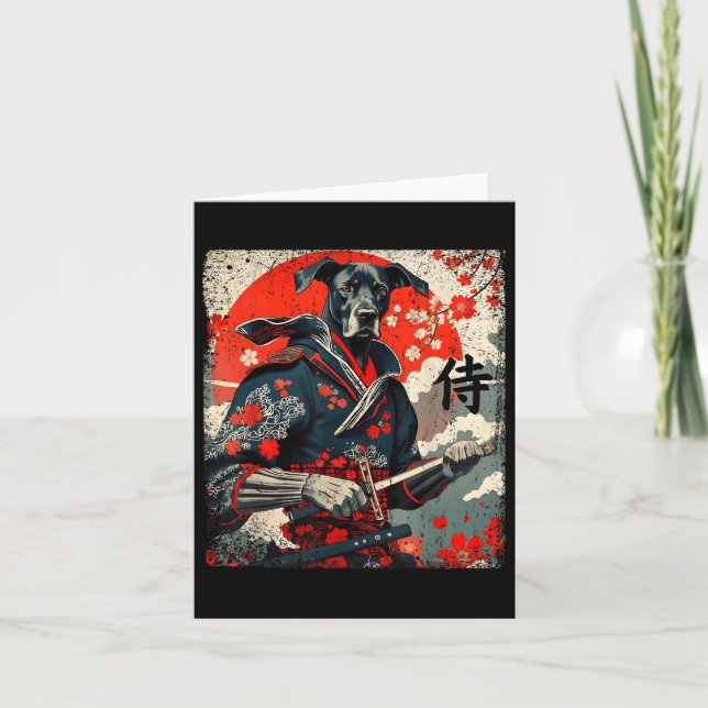 Tarjeta Samurai Japonés Gran Dane Tattoo Kawaii Ukiyo-e (Anverso)