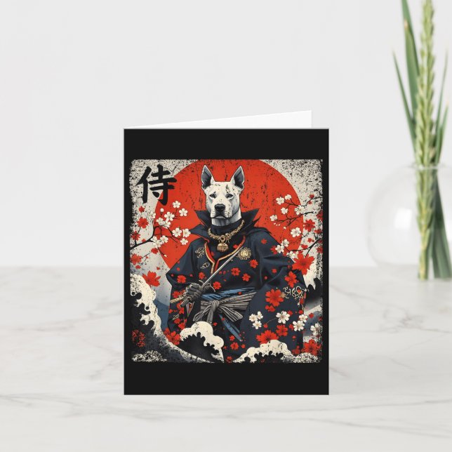 Tarjeta Samurai japonés Pitbull Tattoo Kawaii Ukiyo-e Nin (Anverso)
