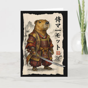 Tarjeta Samurái Marmota Arte Japonés Guerrero Animal Amor