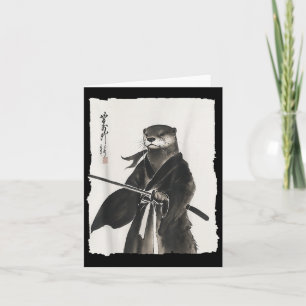 Tarjeta Samurái nutria arte vintage japonés guerrero anime