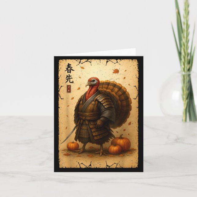 Tarjeta Samurai Turkey Thanksgiving Japanese Warrior Anime (Anverso)