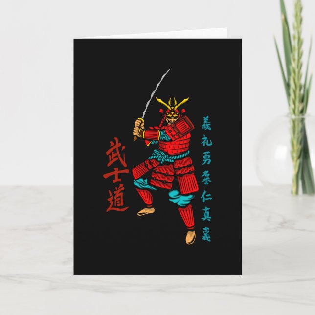 Tarjeta Samurai Warrior with Sword - Japanese Culture (Anverso)