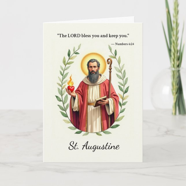 Tarjeta San Agustín de Hipona Paz y Bendiciones de Dios (Anverso)
