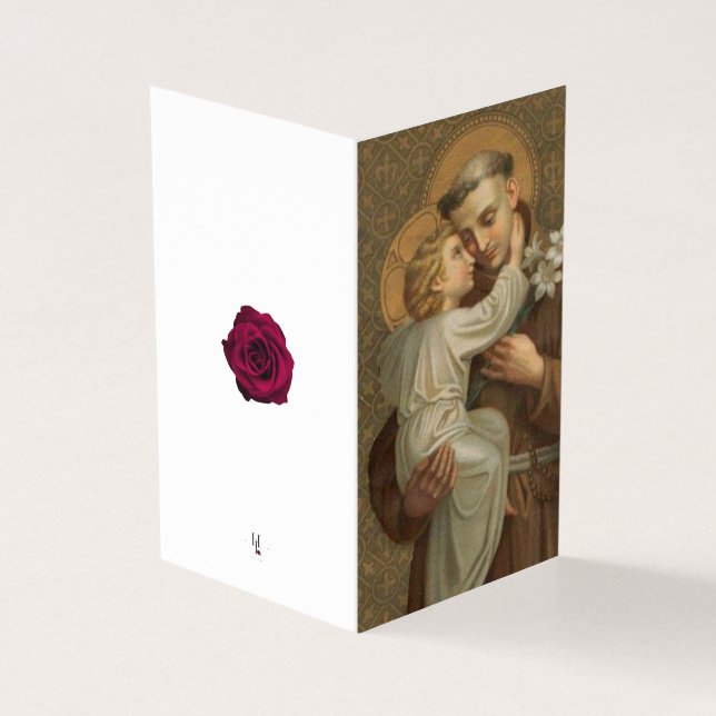 Tarjeta San Antonio Condolencia Católica Gracias Cartas (Exterior)