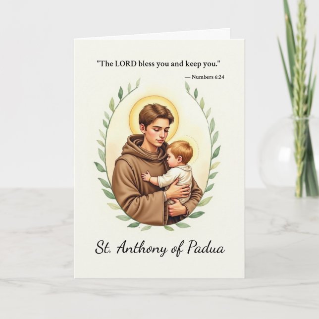 Tarjeta San Antonio de Padua Paz de Dios Bendiciones (Anverso)