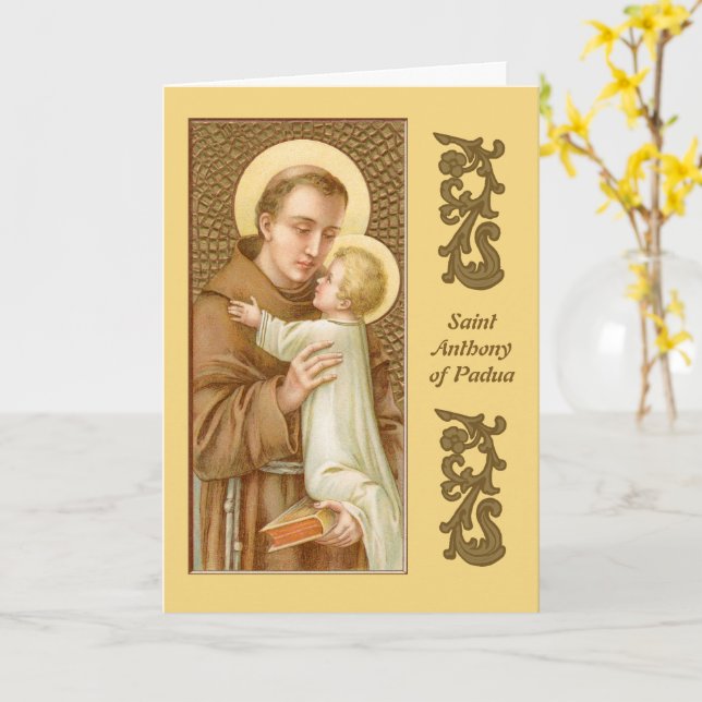 Tarjeta San Antonio de Padua y el Niño Jesús (JM 05) (flor amarilla)