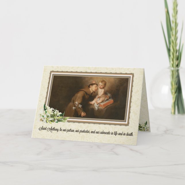 Tarjeta San Antonio Padua con Jesús Católico Religioso (Anverso)