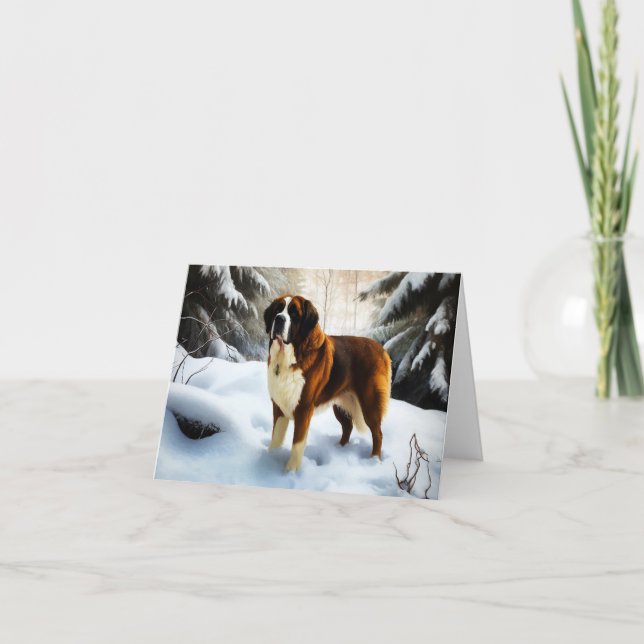 Tarjeta San Bernardo Deja que nieve Navidad (Anverso)