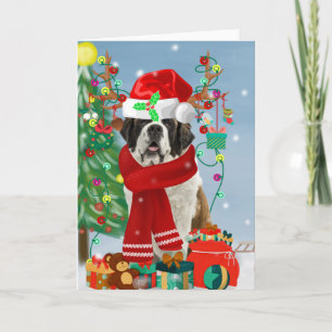 Tarjeta San Bernardo Perro en la nieve Navidad