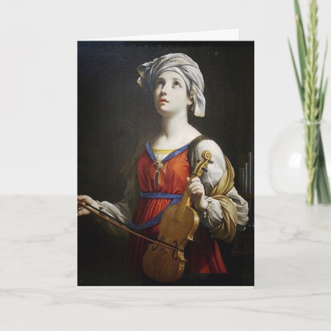 Tarjeta San Cecilia Músicos Religiosos Santo Católico (Anverso)