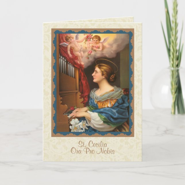 Tarjeta San Cecilia Músicos Religiosos Santo Católico (Anverso)