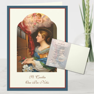 Tarjeta San Cecilia Patrocinador de Mártir Religioso Músic