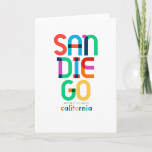 Tarjeta San Diego California Mid Century, Arte Pop,