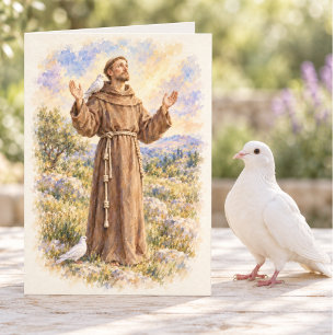 Tarjeta San Francisco de Asís Acuarela Oración de la Paz