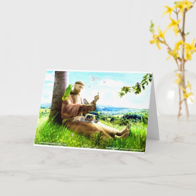 Tarjeta San Francisco y los sermonederos de los pájaros (flor amarilla)