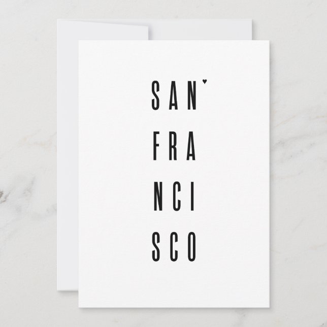 Tarjeta San Fransisco - minimalistic typography card (Anverso)