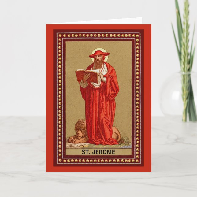 Tarjeta San Jerome como cardenal con león (P 004) (Anverso)