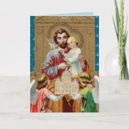 Tarjeta San José al frente Recibiendo Maquette del Vatican