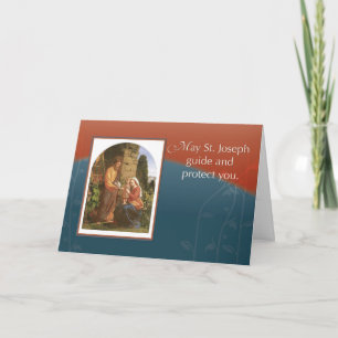 Tarjeta San José con María y Jesús y Espíritu