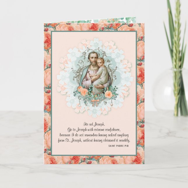 Tarjeta San José Jesús Culto Vintage Floral (Anverso)