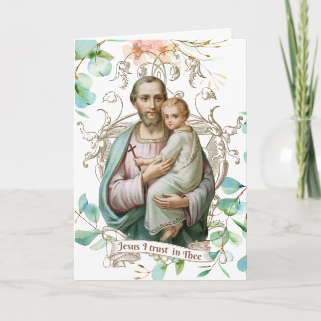 Tarjeta San José Jesús Floral Católico (Anverso)