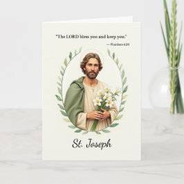 Tarjeta San José la paz de Dios con las Escrituras
