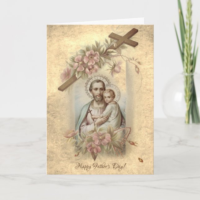 Tarjeta San José Niño Jesús Día del Padre Religioso (Anverso)