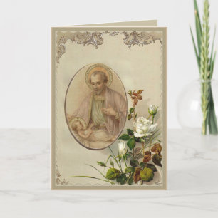 Tarjeta San José Vintage con el Niño Jesús
