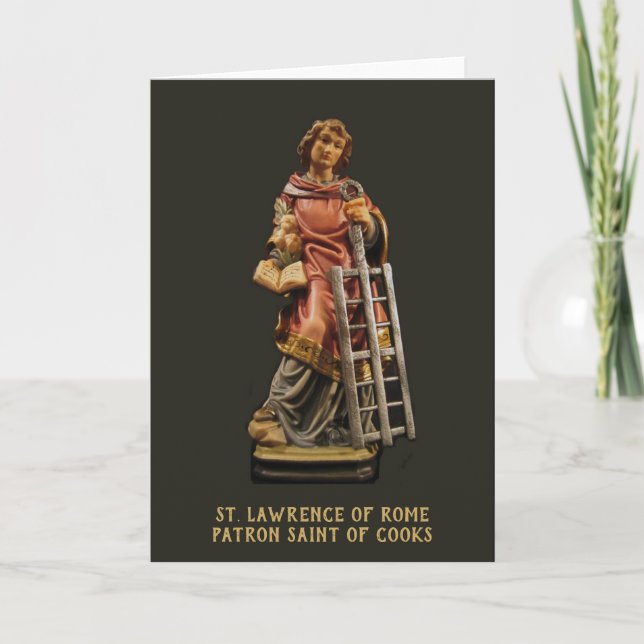 Tarjeta San Lorenzo de Roma, patrono de cocineros (Anverso)