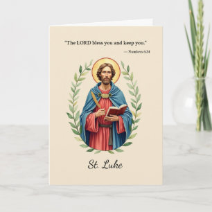 Tarjeta San Lucas Paz y Bendiciones de Dios con Escrituras