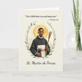 Tarjeta San Martín de Porres la paz de Dios con la Escritu