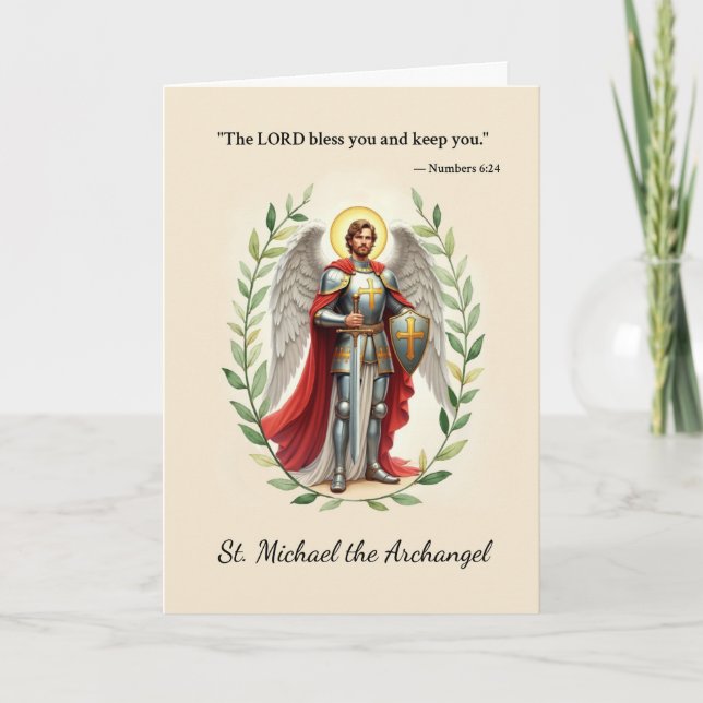 Tarjeta San Miguel Arcángel Paz y Bendiciones de Dios (Anverso)