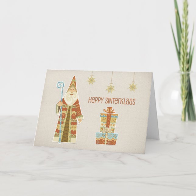 Tarjeta San Nicolás, presentes, sinterklaas felices (Anverso)