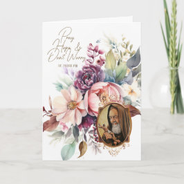 Tarjeta San Padre Pío Religioso Flores Rosario