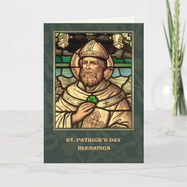 Tarjeta San Patricio bendice carta religiosa (Anverso)
