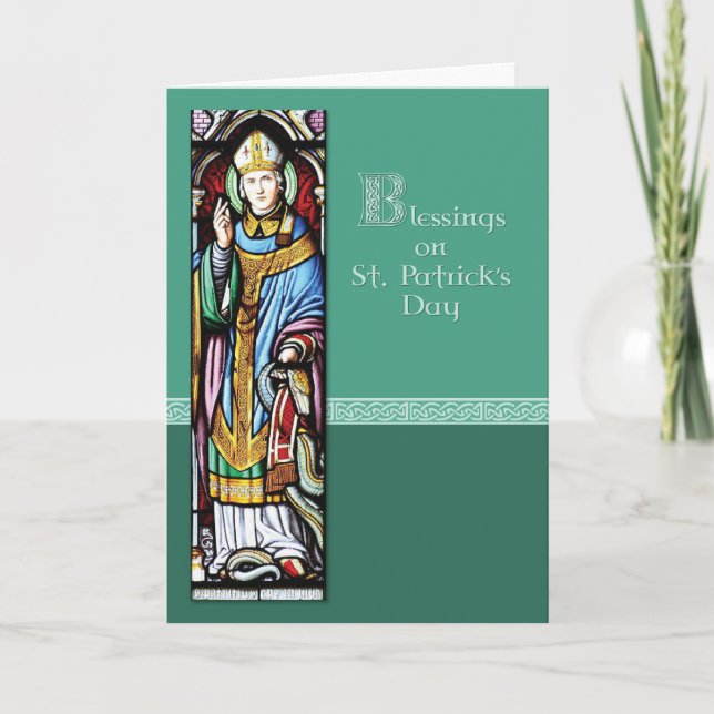 Tarjeta San Patricio Bendición, Verde Religioso (Anverso)
