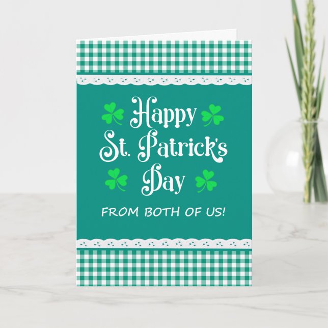 Tarjeta San Patricio de los dos Cheques Verdes Shamrock de (Anverso)