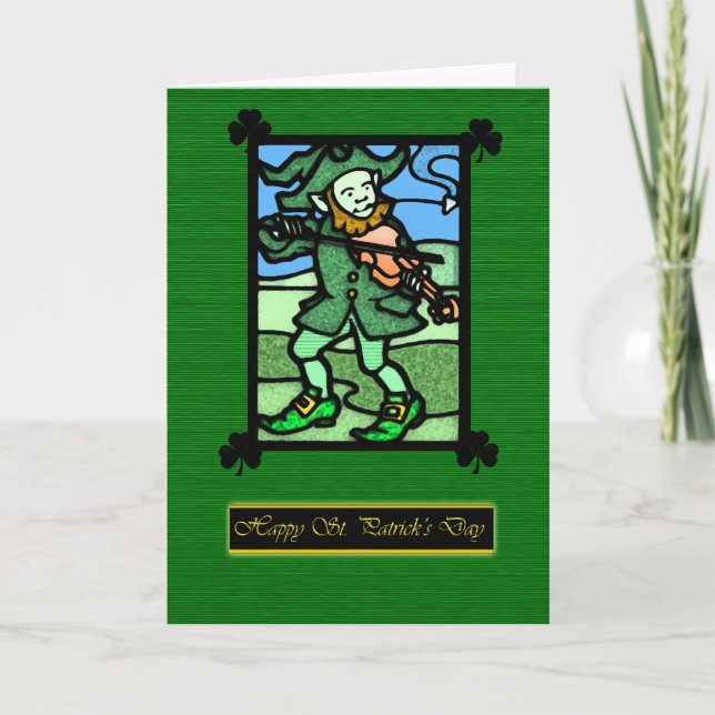 Tarjeta San Patricio de Vidrio Manchado, Saint Pat (Anverso)