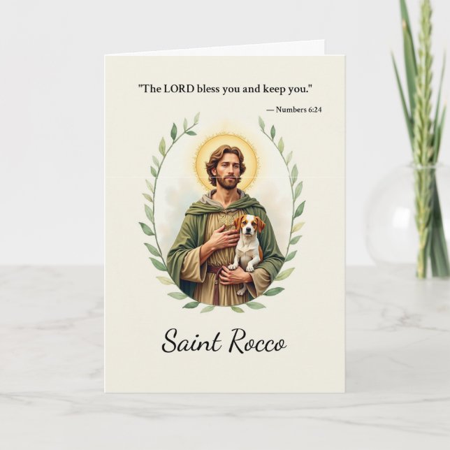 Tarjeta San Roque Paz de Dios con Escritura (Anverso)