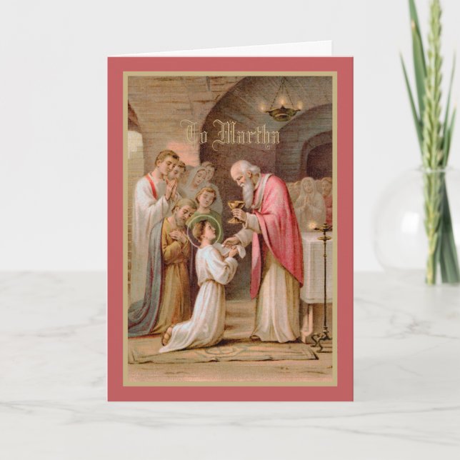 Tarjeta San Tarcio que recibe la eucaristía (BL 02) (Anverso)