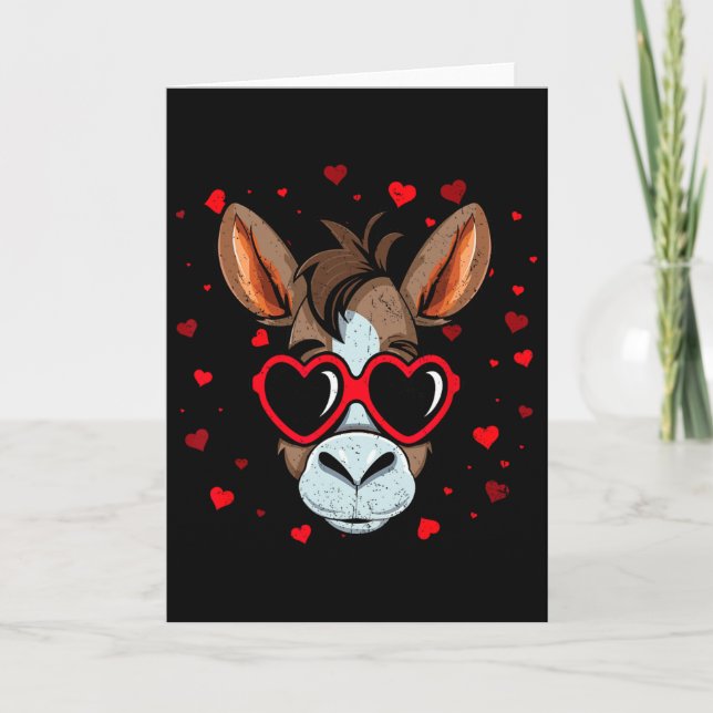 Tarjeta San Valentín Burro Corazón De Solteros Cute Amante (Anverso)