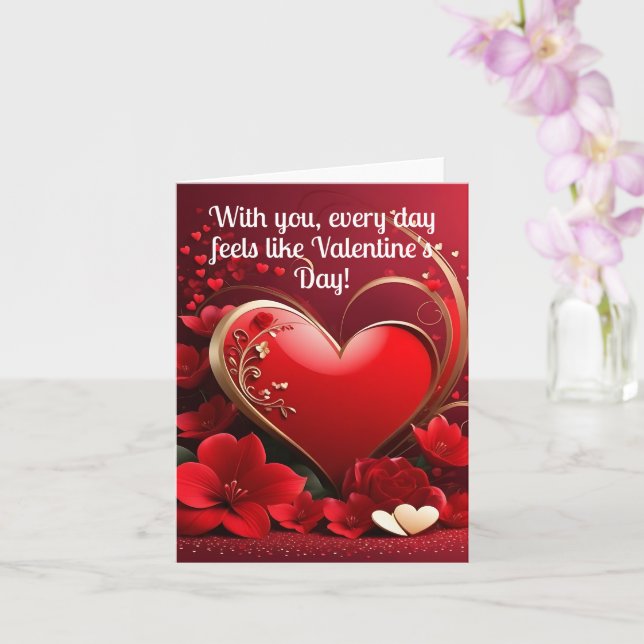 Tarjeta San Valentín de amor Red-Gold (Orquídea)