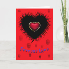 Tarjeta San Valentín de calaveras y corazones