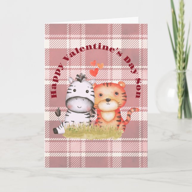 Tarjeta San Valentín de cebra y tigre (Anverso)