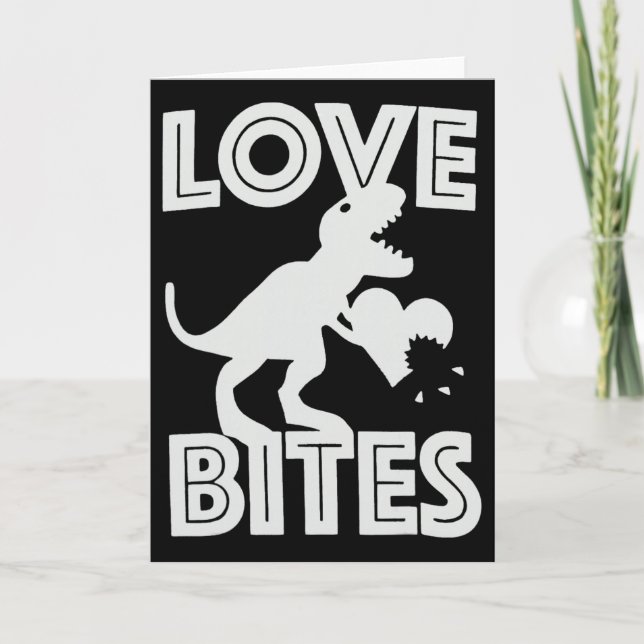 Tarjeta San Valentín de Dinosaurio Mordiscos de Amor  (Anverso)